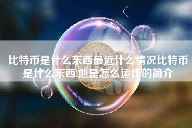 比特币是什么东西最近什么情况比特币是什么东西,他是怎么运作的简介